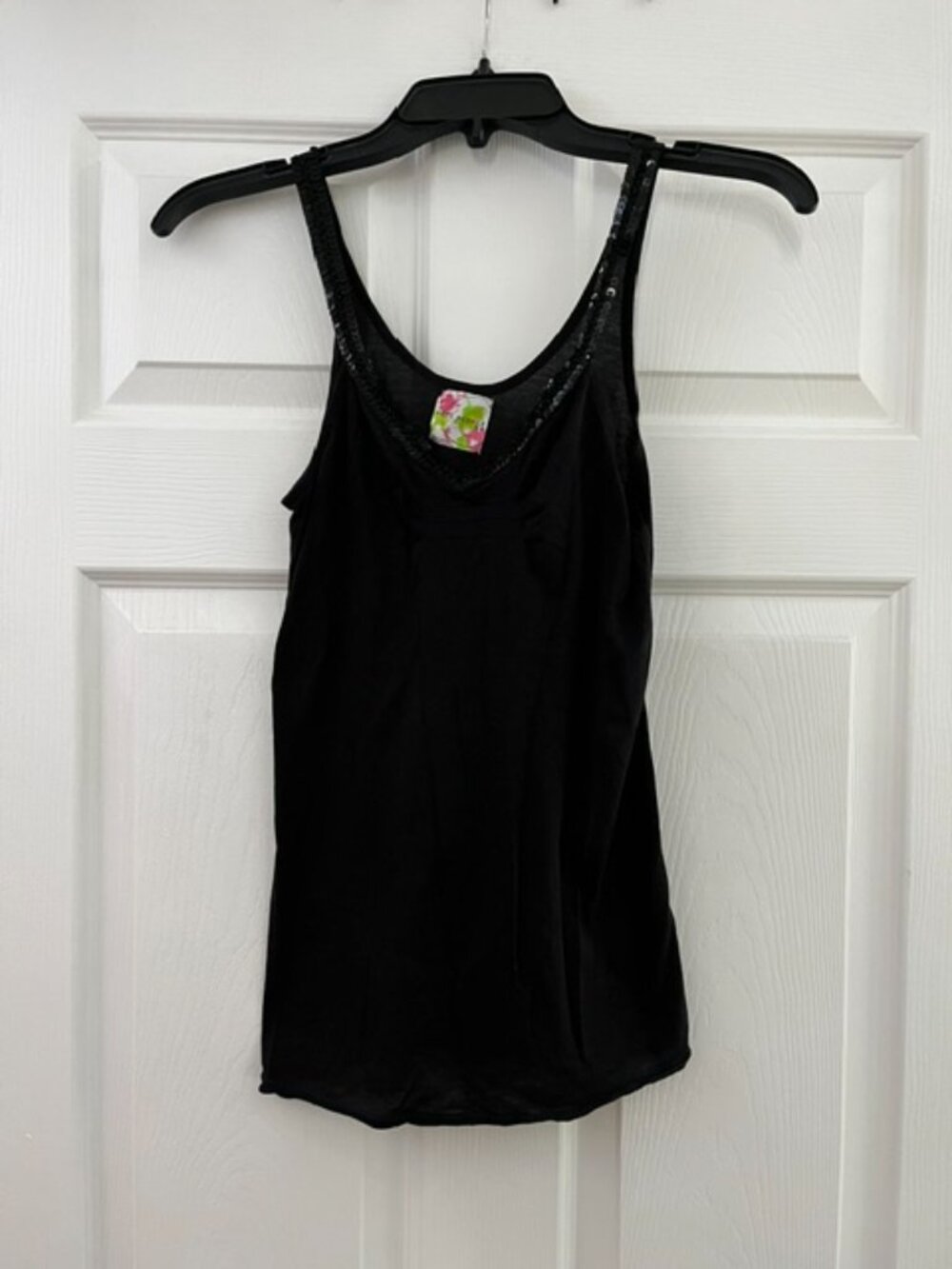 Free People Sequin Trim Cami Black Size Small